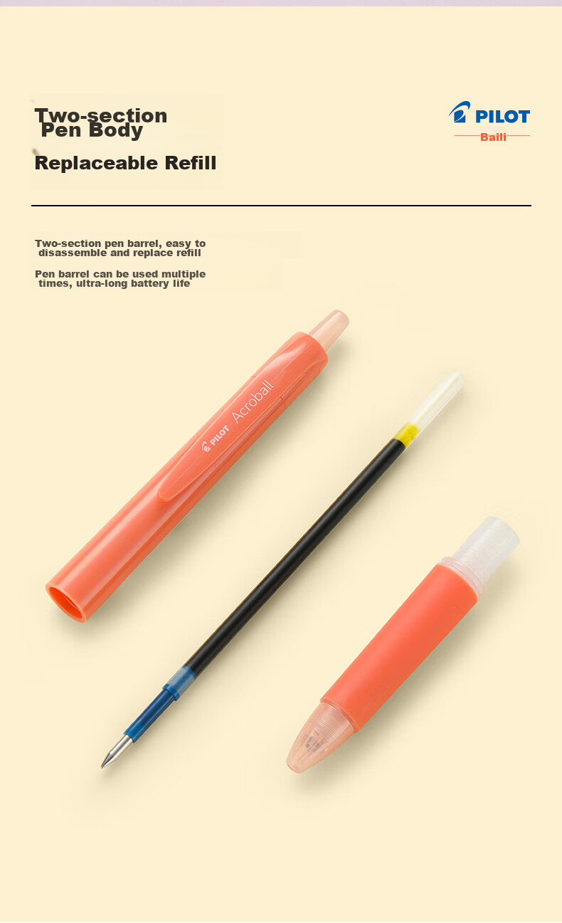 PILOT Acro Smooth Ballpoint Pen with Retractable Mechanism for Students, Office Use And Exams BAB-17 0.7 Black/Red 9