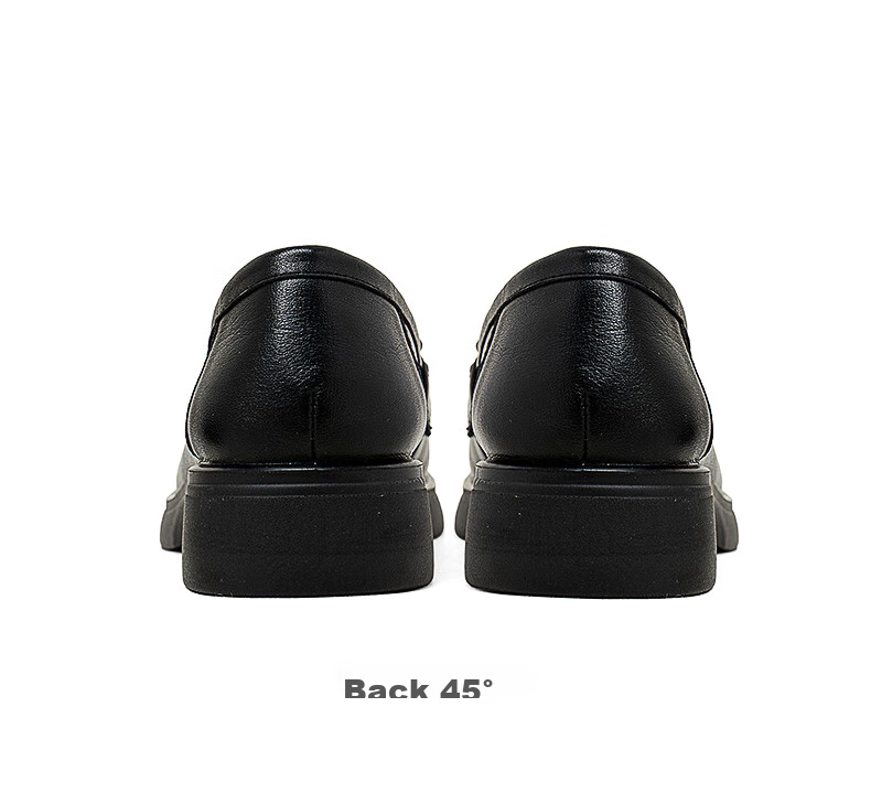 COMELY Women's Loafers, Spring Season Women's Shoes, Cowhide Leather, Academic Style, Metal Buckle, Round Toe, Fashionable Versatile JK Leather Shoes, Black, Size 36 17