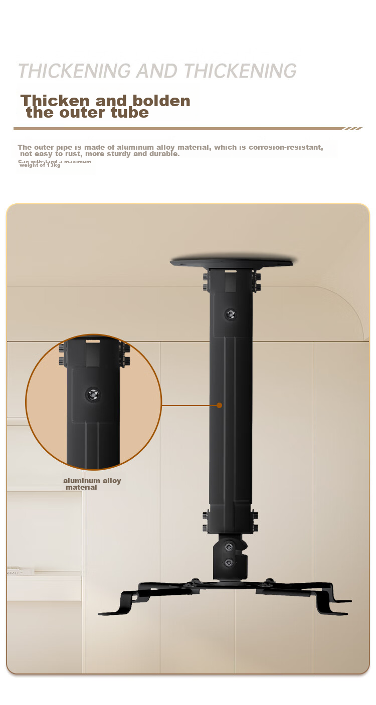 Jiangshi (JORS) Projector Mount, Thickened And Reinforced, Adjustable Angle, Weight Capacity 13KG, Suitable for Epson TW6280T, Panasonic, BenQ, Bracket, Black, 15CM 2