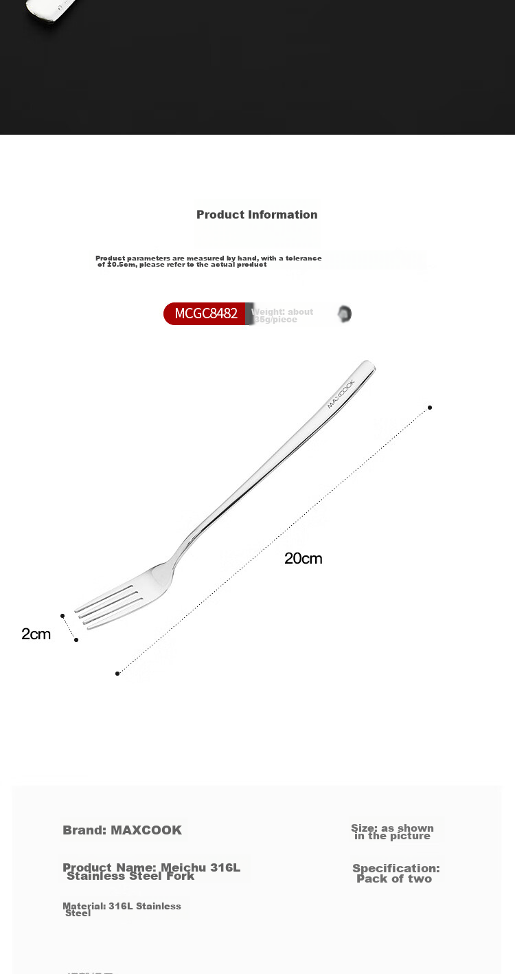 MAXCOOK 316L Stainless Steel Forks, Dinner Forks Fruit Forks Tableware Set, 2-Piece Set, MCGC8482 14