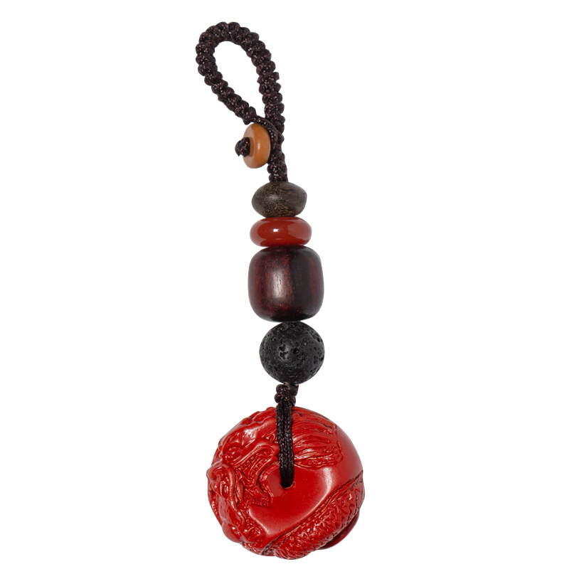 Molong Cinnabar King Sand Car Keychain Pendant Chain, Men's And Women's Zodiac Year High-End Gift, Cinnabar Peace Dragon Clasp