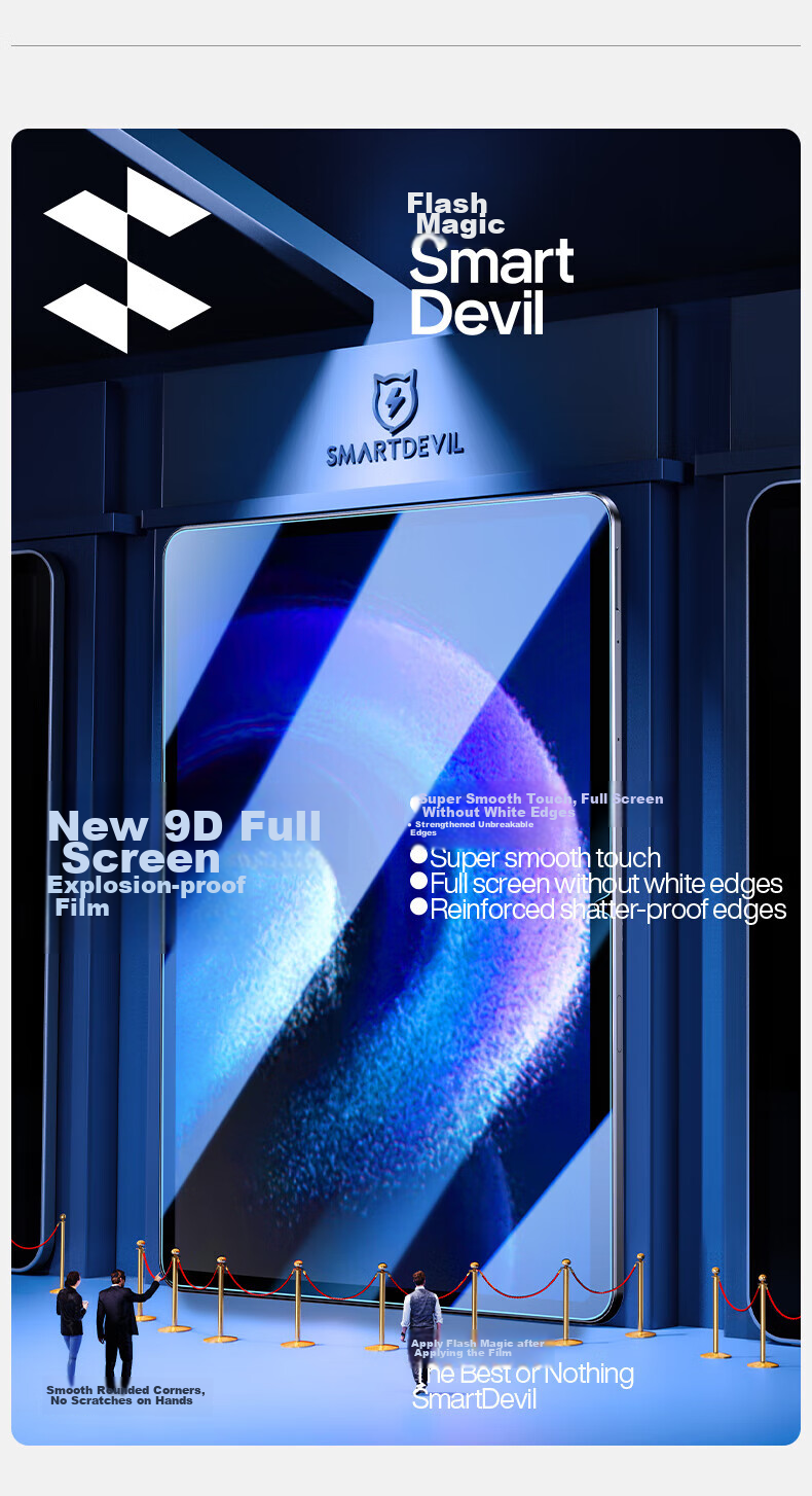 Shanmo Tempered Glass Screen Protector for Xiaomi Pad 7S Pro, 12.5-Inch, 2025 Model, Full Coverage High Definition Anti-Fingerprint Protective Film 4