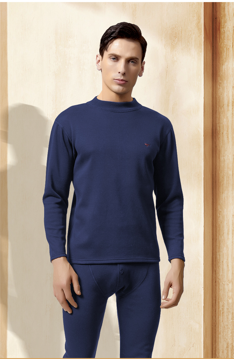 SEPTWOLVES Thermal Underwear for Men, Autumn And Winter Fleece-Lined Thickened Turtleneck Windproof Cold-Resistant Neck Protection Set for Middle-Aged And Elderly 21