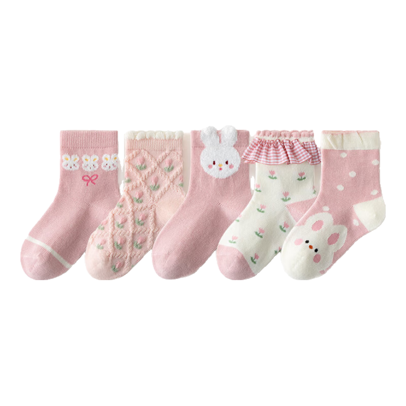 Caramella Spring And Summer Children's Socks, Girls' Mid-Calf Socks, Cartoon Cute Xinjiang Cotton Soft Comfortable Baby Floor Socks