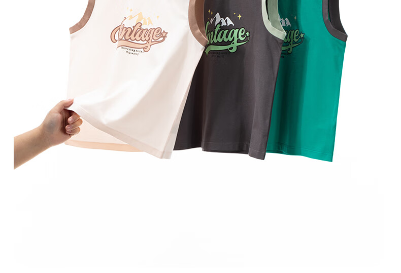 NUBIWU Children's Pure Cotton Tank Top, Summer Lightweight Breathable Undershirt, Boys Stylish Printed Sleeveless T-Shirt, Wide-Shoulder Vest 5