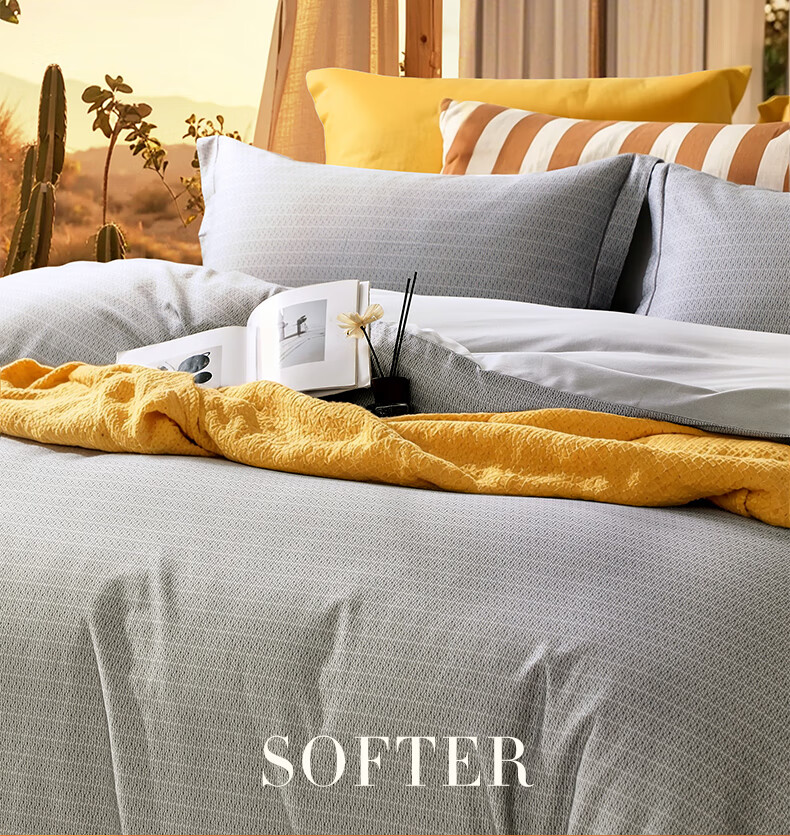 FUANNA Simple Unisex Pure Cotton Brushed Four-Piece Bedding Set, Winter Warm Set, King Size, 230*229cm, Gray 1
