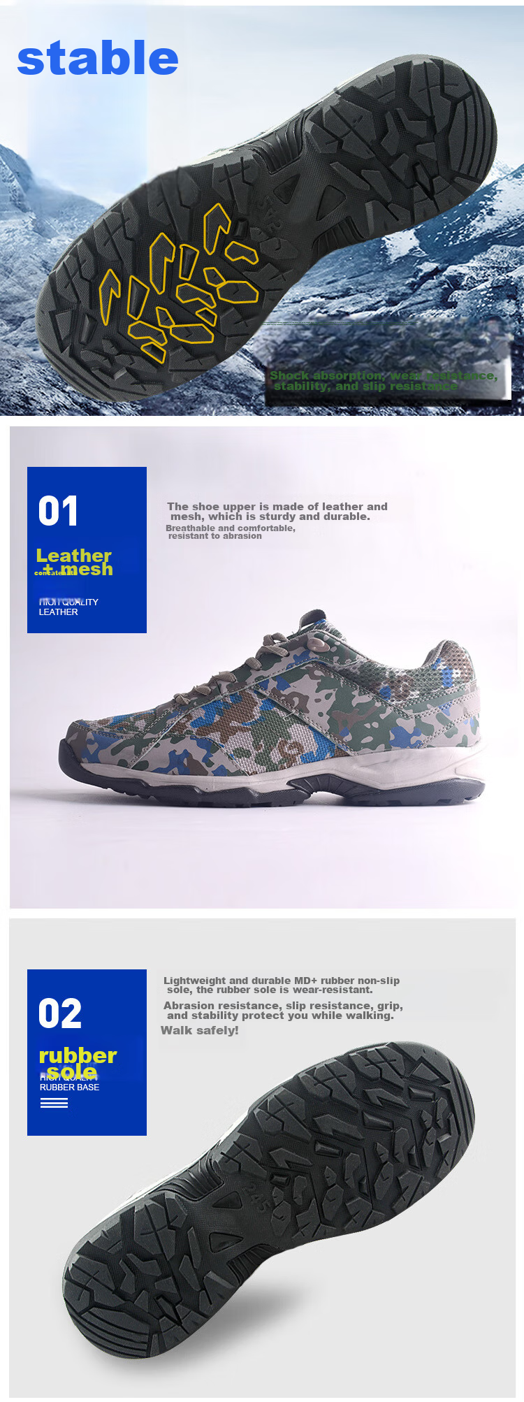 Andatong Camouflage Shoes, Training Shoes, Ultra-Light Rubber Shoes, Men's Running Shoes, Outdoor Sports Breathable Non-Slip Wear-Resistant Shock-Absorbing Shoes, Upgraded Canvas Style, Size 42 2