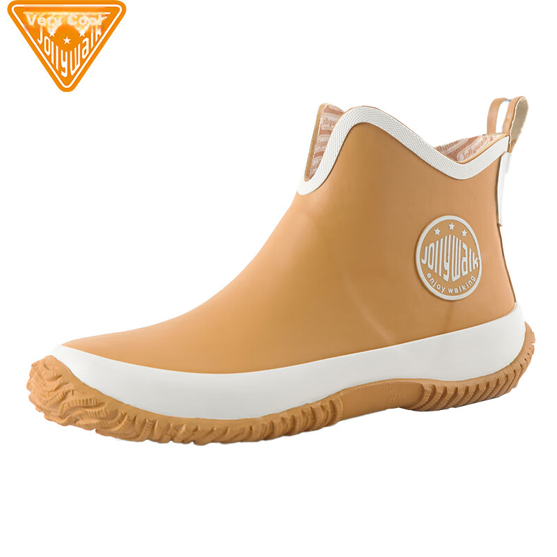 Jolly Walk New Women's Rain Boots, Low-Cut Fashion Waterproof Rain Shoes, Short Rubber Overshoes JW228-1 Orange 39