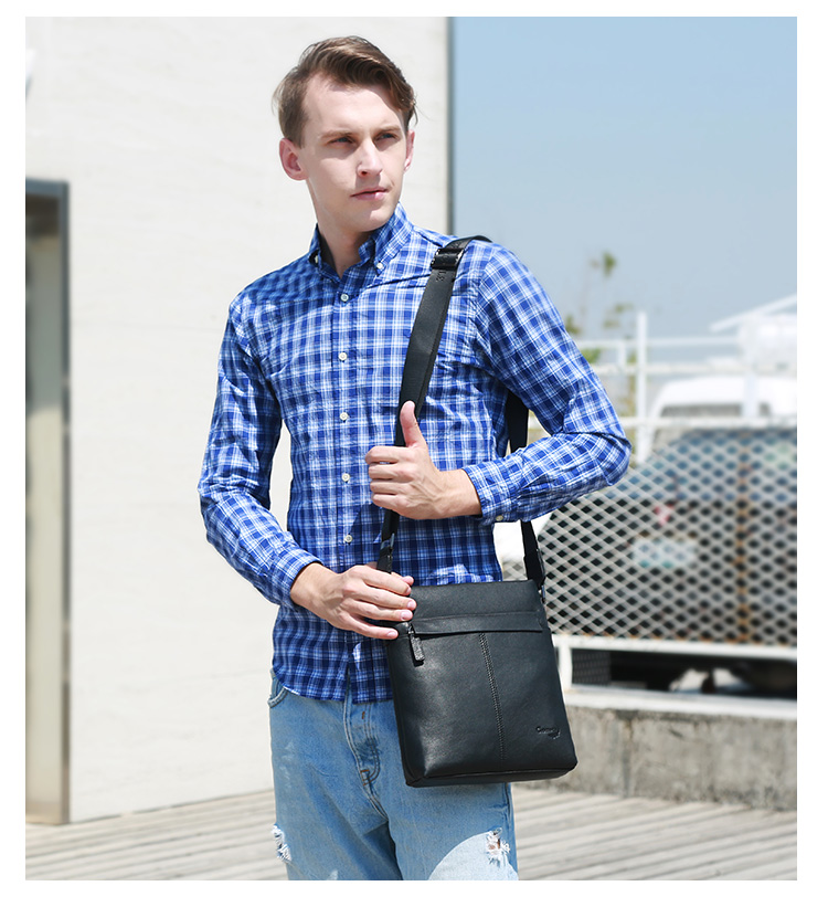CROCODILE Genuine Leather Fashion Casual Top-Grain Cowhide Men's Business Shoulder Crossbody Bag T2423, Gift for Boyfriend 4