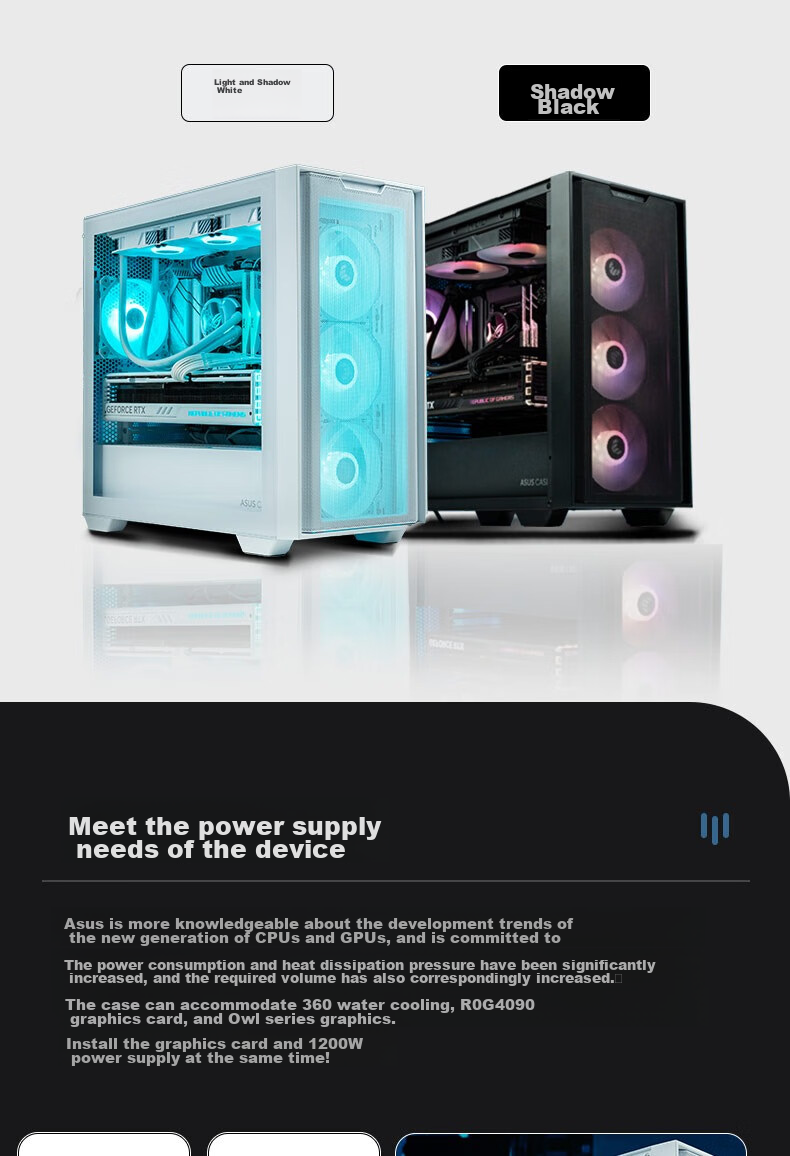 ASUS A21 Chasing Shadow Case, Light White, Pure White Custom Cables / Supports Rear-Mounted Motherboard / Tool-Free Opening / Efficient Cooling / Effective Cable Management 5