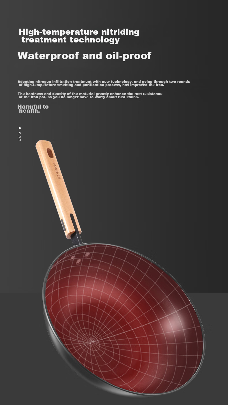 KBH Iron Wok, Stainless Steel Stir-Fry Pan without Coating, for Home Cooking, Suitable for Induction And Gas Stoves, 32cm 4