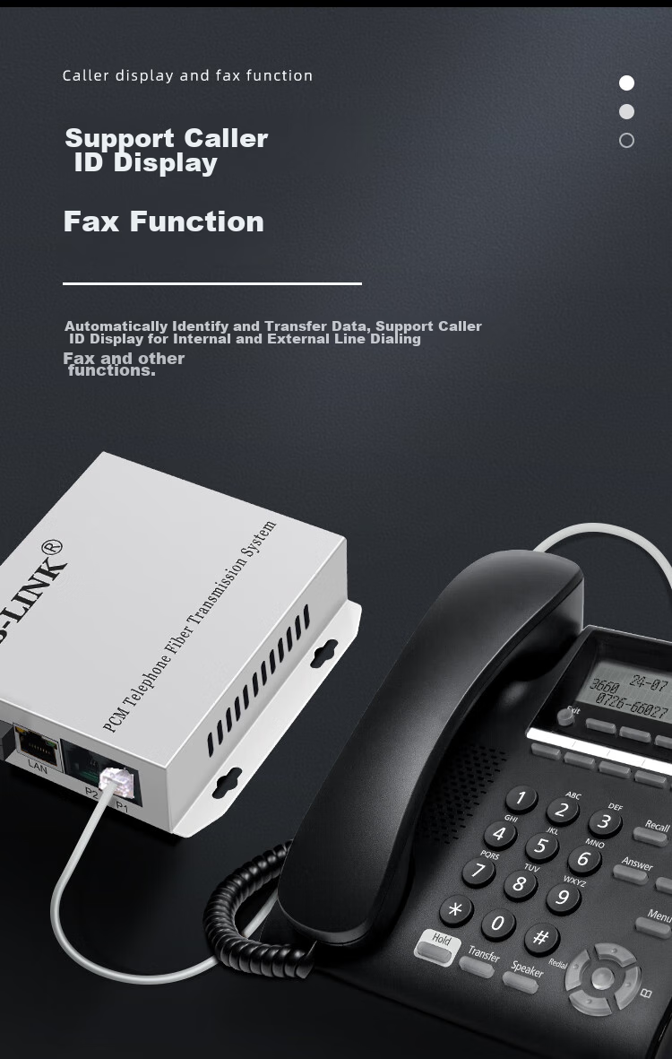 EB-LINK Telephone Optical Terminal, 2-Line Telephone + 1-Line Network PCM Voice Optical Terminal, Audio Intercom Transceiver, Telephone Fiber Optic Converter, Large Square Port SC Interface 3