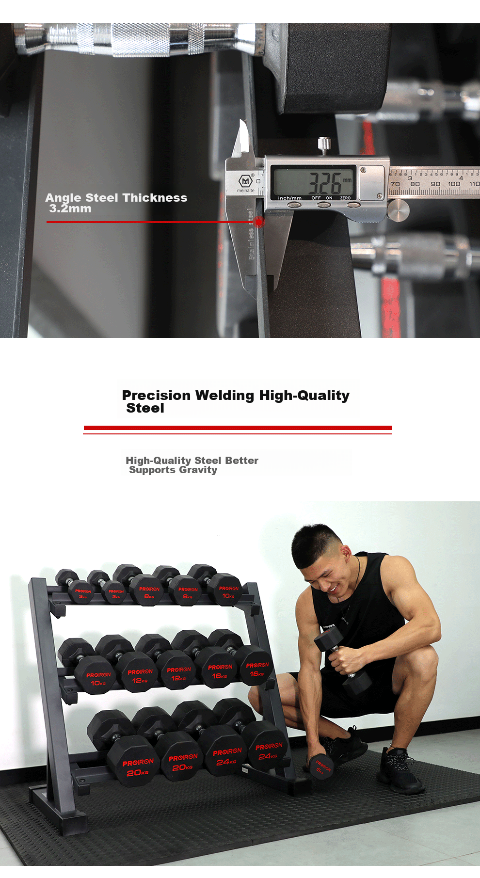 PROIRON Puli'ai Dumbbell Rack, Home Gym Rubber-Coated Steel Universal Dumbbell Rack 4