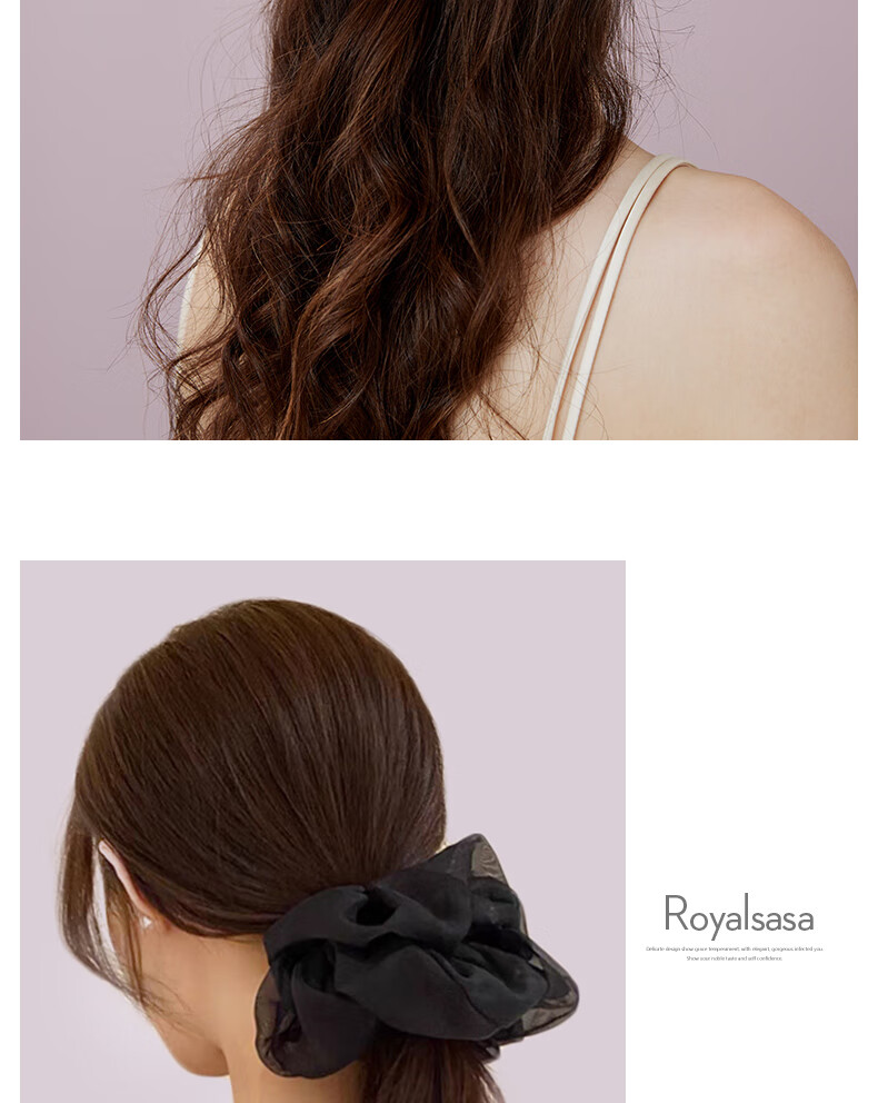 Royal Sasa Goddess Festival Gift Hair Accessory Premium Large Scrunchie Elegant Mesh Ponytail Hair Tie Hairband 6
