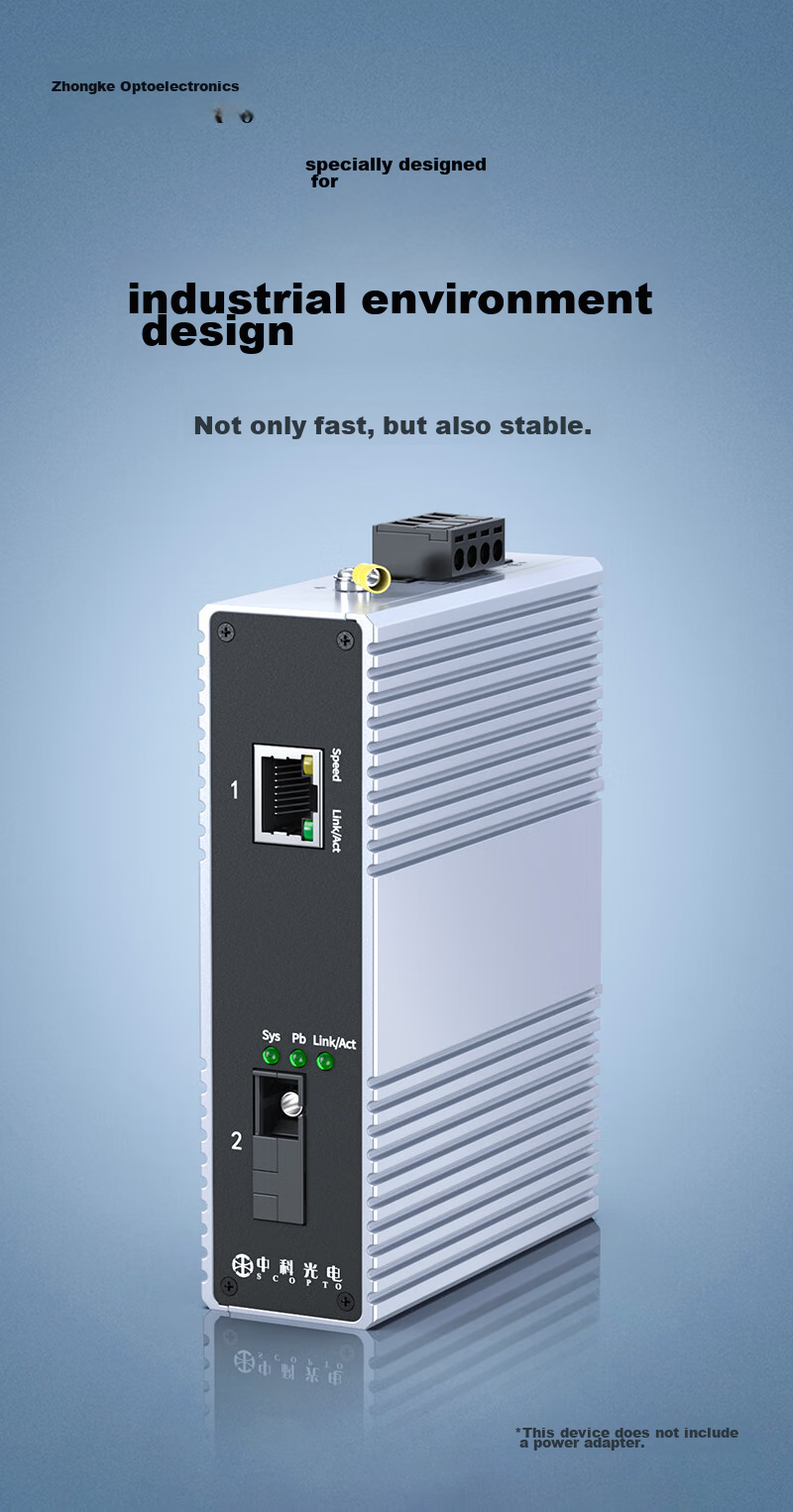 Zhongkeguangdian Industrial-Grade Fiber Optic Transceiver, Gigabit 1 Optical 1 Electrical, Single-Mode Single-Fiber Optical-Electrical Converter, Switch Rail-Type SC Interface, ZK-7000 1
