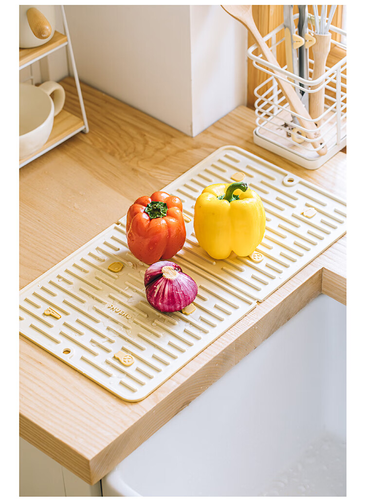 Shuke Orange Cat Draining Mat, Kitchen Silicone Bowl And Chopstick Mat, Absorbent Tabletop, Hand Washing Storage, Heat-Insulating Draining Curtain, Gadget 19
