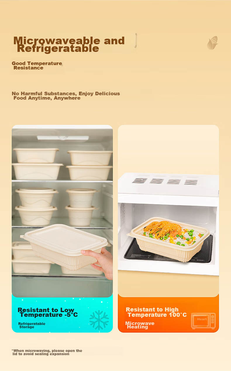 Temeiju Disposable Food Containers, Eco-Friendly Picnic Boxes, 20 Sets, 1150ml with Lids, Takeout Boxes, Corn Starch Containers, Microwave Safe 7