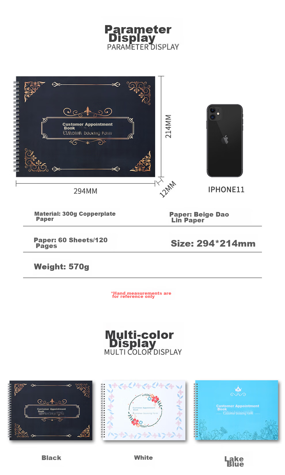 Jiaranheng A4 Customer Appointment Registration Book, Universal Beauty Salon Client Information Registration Form, Real-Name Registration Book for Hairdressing Salons, Nail Salons, Eyelash Salons, Customizable Guest Book for Visitors, Lake Blue Color 9