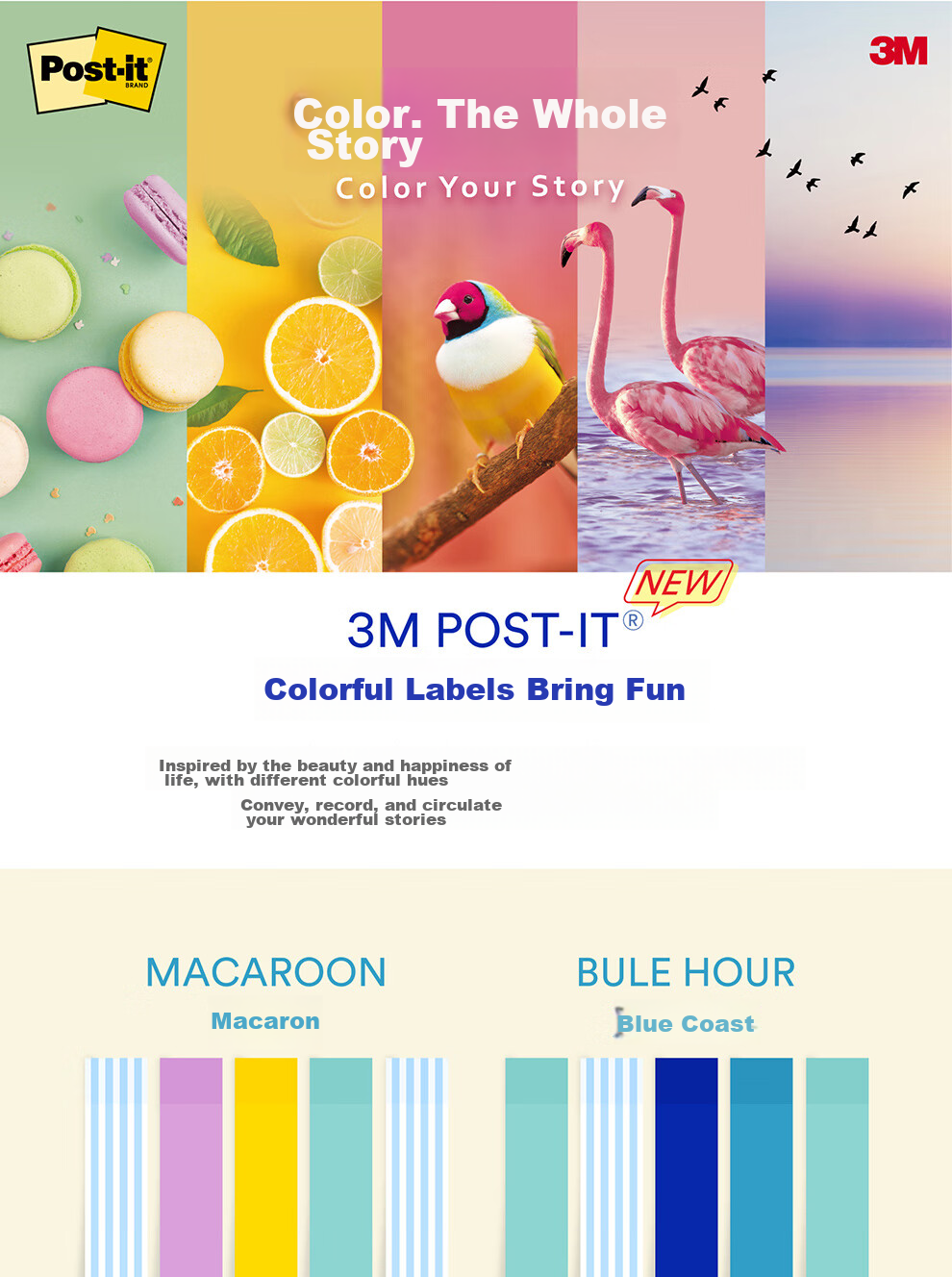 3M Sticky Notes, Memo Pads/Note Paper/Notepad, Office Supplies, School Stationery, Colorful Flowers, 5-Color Sticky Notes with Pull-Out Labels, 688MC-3 1