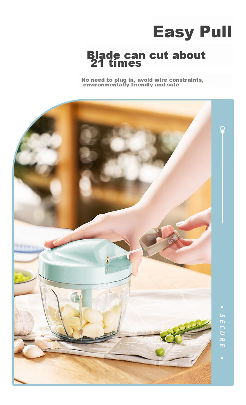 SUPOR Manual Garlic Press Food Processor Chopper for Mashing Garlic And Vegetables Kitchen Appliance 400ml KG40AB10 9
