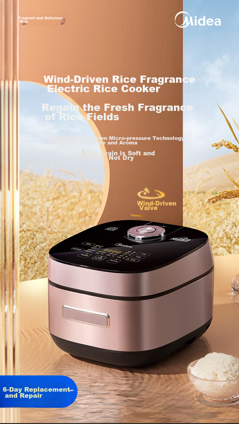 Midea Titanium-Free Fluorine-Resistant Celadon Pot Thickened Rice Cooker Petal IH Series Smart Electromagnetic Heating Household Electric Rice Cooker for Cooking Rice And Porridge [Same As Offline Model] CFB4097H 1