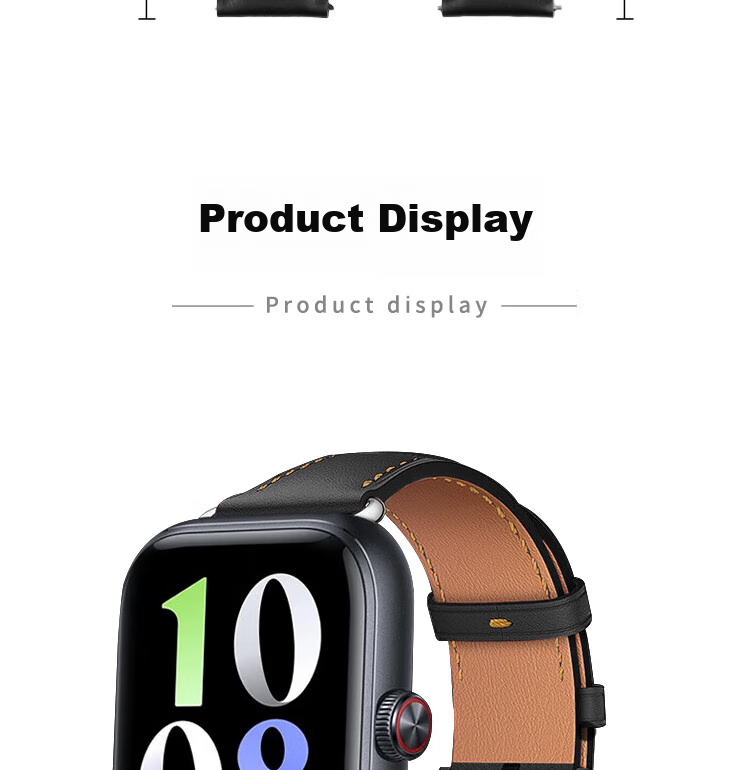 ESCASE Compatible with Vivo/iQOO WATCH GT Watch Strap, Genuine Leather Replacement Wristband, Classic Cowhide Smartwatch Band, Black 15
