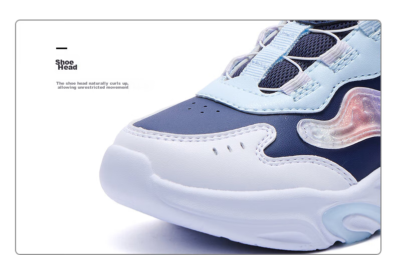 361° Children's Shoes, Kids' Sports Shoes, Winter Girls' Lightweight Leather Casual Shoes with Rotary Buckle, Blue, Size 32 70