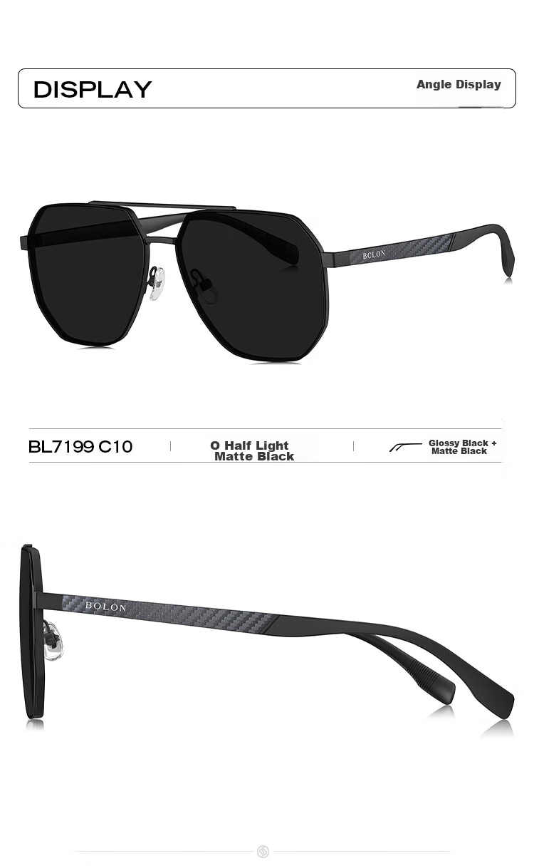 BOLON Eyeglasses-Inspired Aviator Polarized Sunglasses, Driving UV Protection Sunglasses for Men, Trendy Style BL7199D17 12