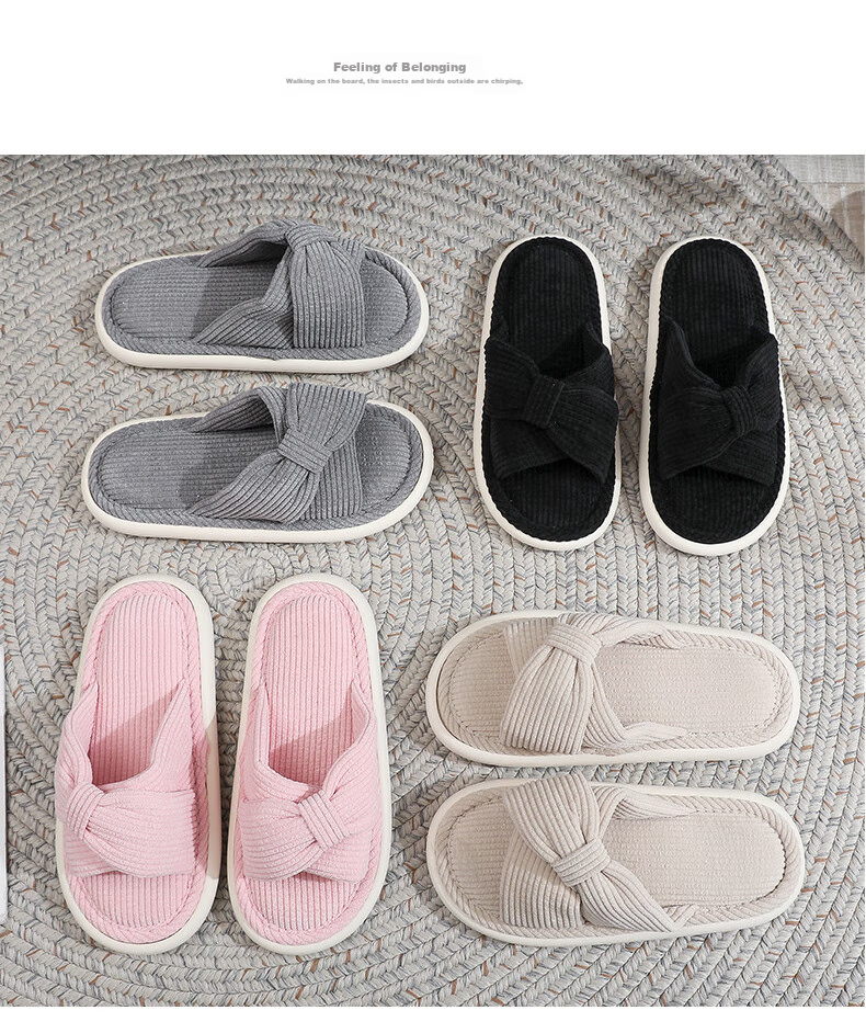 GUOLUOFEI Japanese-Style Sliding Home Cotton Slippers, Couple Indoor Floor Soft-Soled Non-Slip All-Season Men's, Beige, Size 44/45 11