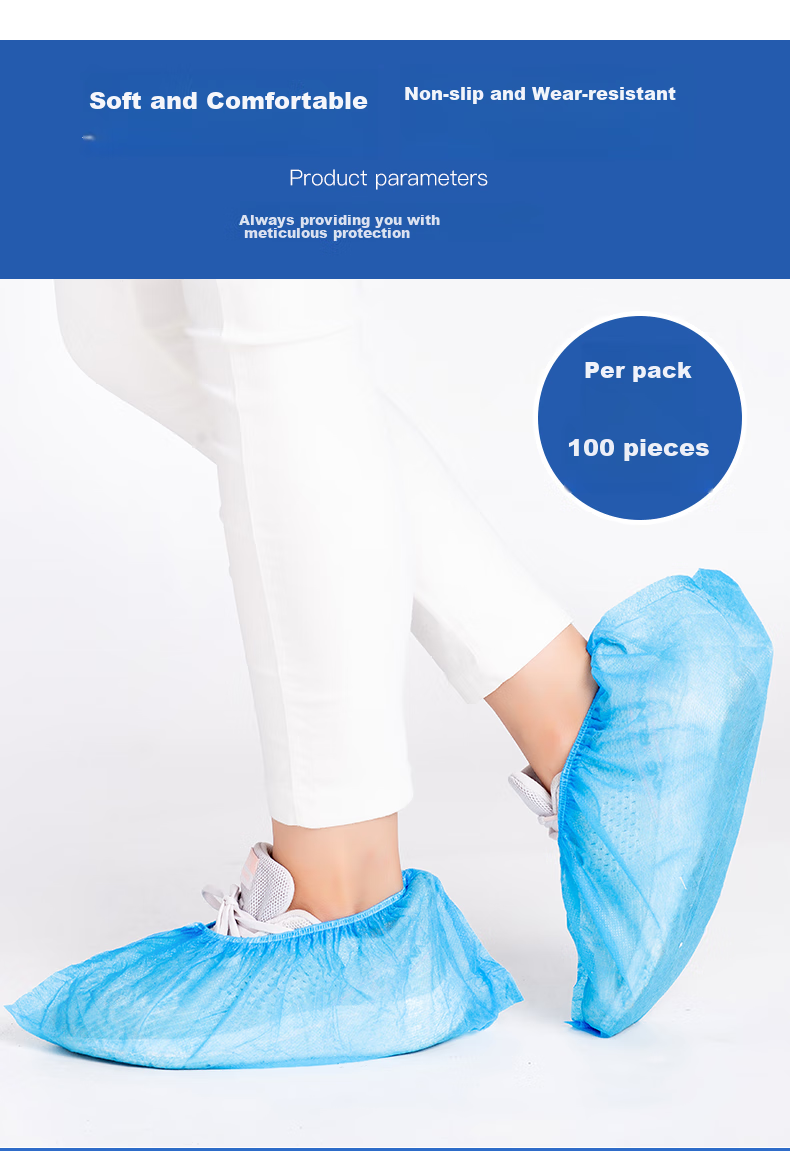 AMS Disposable Shoe Covers Dustproof Thickened Non-Woven Fabric Factory Cleanroom Laboratory Breathable Dustproof Wear-Resistant Non-Slip Foot Covers 100pcs/Pack Unisex White 3