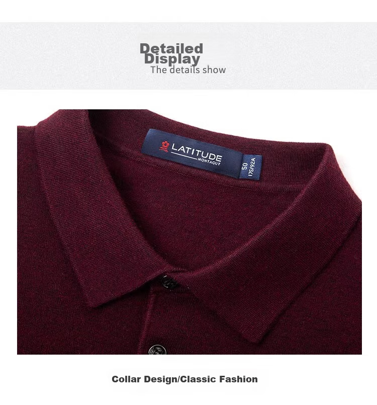 MONTAGUT Horse Year Greeting Autumn And Winter Men's Knit Sweater, Business Versatile Lapel Casual Sweater Men's T-Shirt, Navy Blue, XL 20