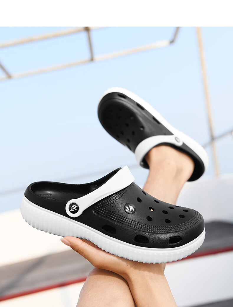 HLA Men's Lightweight Breathable Comfortable Casual Hole Shoes Sandals HAALXM2FFC046 Gray Size 41 8