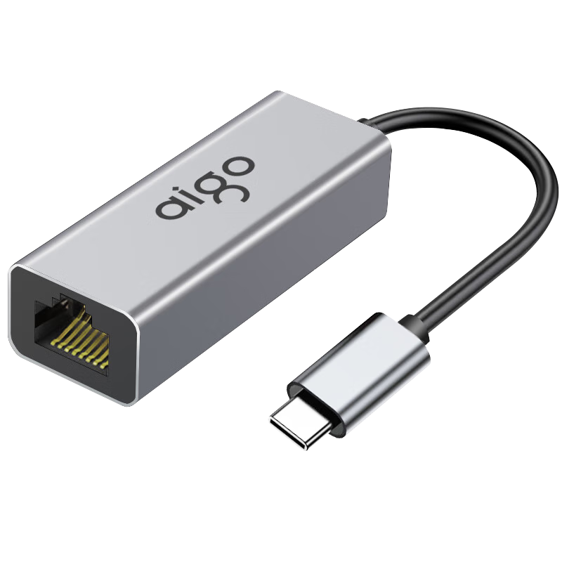 Aigo Type-C to RJ45 Ethernet Adapter, 100Mbps Wired Network Card, Network Cable Converter, Laptop Docking Station, Compatible with Lenovo, Xiaomi, Apple Docks R01C (Metal)