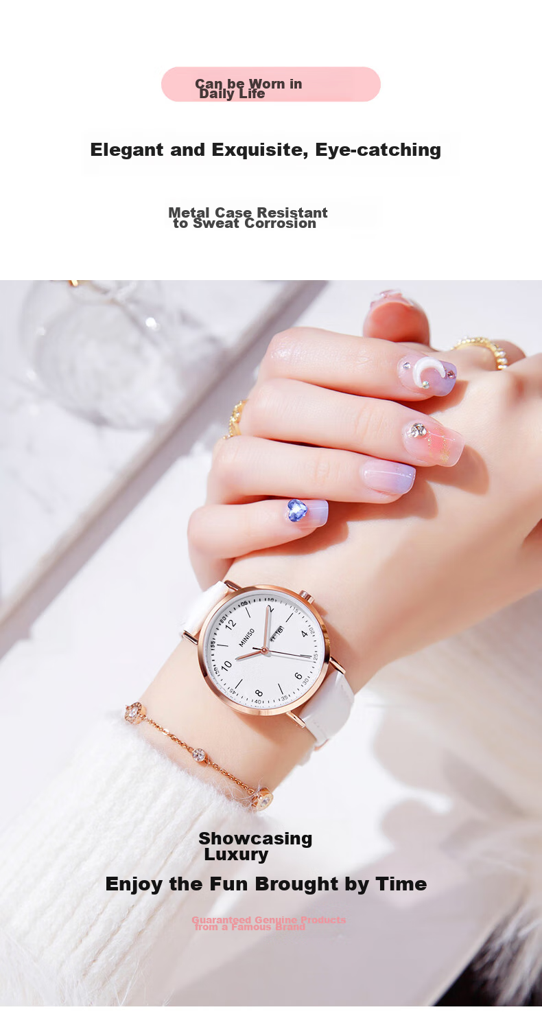 MINISO Women's Fashion Dual Calendar Girl's Wristwatch Waterproof Quartz Watch for Middle and High School Students Gift for Girls 11