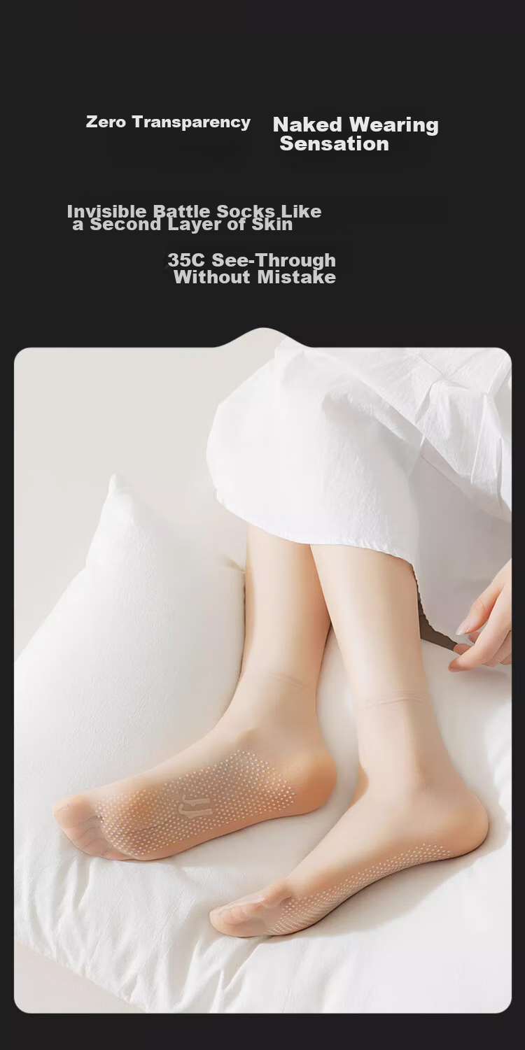 LangSha Women's Thigh-High Stockings, Spring And Summer Ultra-Thin 0D Crystal Silk Transparent Wear-Resistant Silicone Non-Slip Short Tube Flesh-Colored Socks for Wome 5