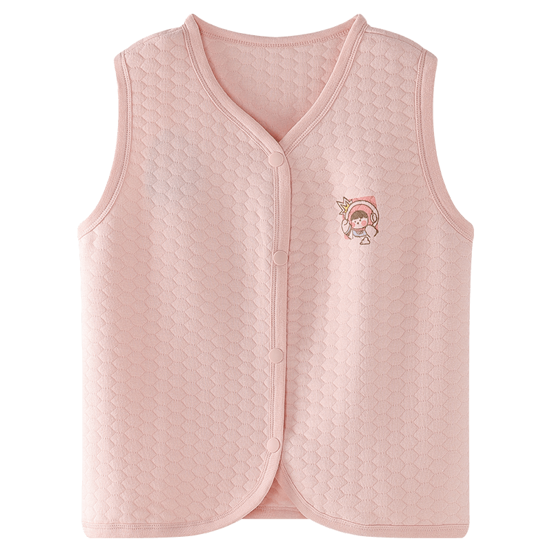 Hodo Children's Vest School Uniform Essential Three-Layer Warm Air Layer Waistcoat Autumn Winter Thickened Top B5106 Pink 150