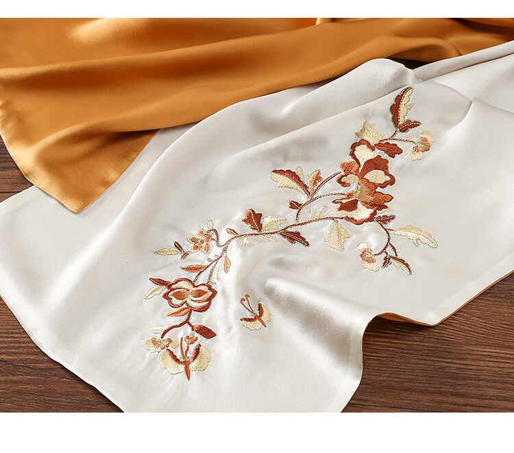 Shanghaigushi Silk Scarf for Women, Double-Layer Embroidery, 100% Mulberry Silk, Gift Box for Mom on Mid-Autumn Festival, Birthday Present, Purple And White 23