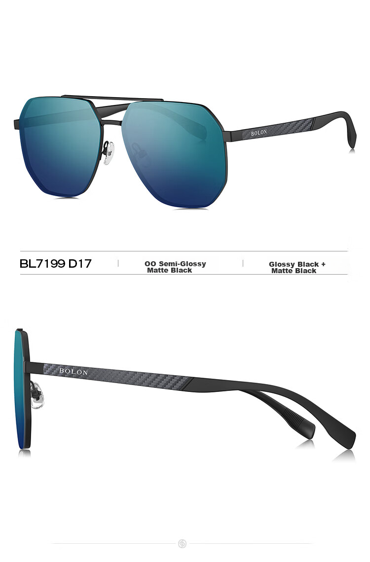 BOLON Eyeglasses-Inspired Aviator Polarized Sunglasses, Driving UV Protection Sunglasses for Men, Trendy Style BL7199D17 16