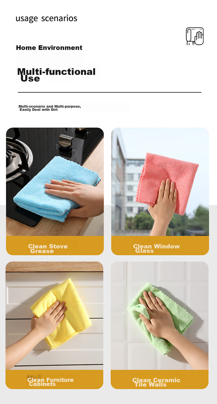 MARYYA Ultra-Fine Microfiber Cleaning Cloth, 40*40cm, 4 Pieces, for Kitchen Table Wiping, Professional Housekeeping Use, Absorbent, Streak-Free, Low Lint Shedding 11