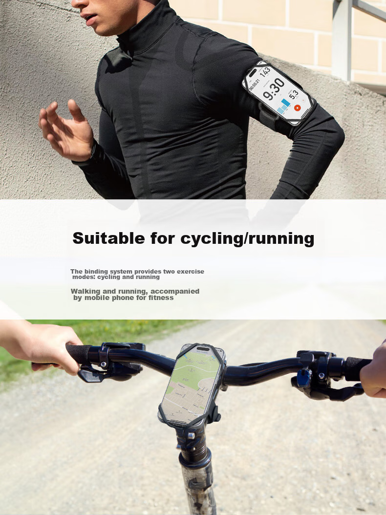 Bone Road Bike Phone Mount, Magnetic Quick-Release, Cycling Navigation Bracket, Silicone Shock-Absorbing, Compatible with Garmin GPS Watches 6