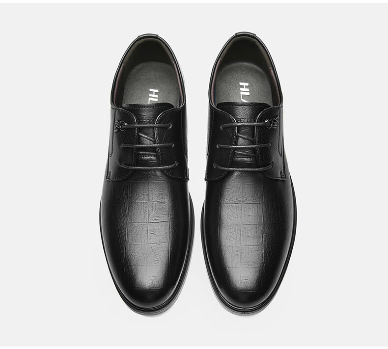 HLA Leather Shoes for Men, Business Formal Spring And Summer Shoes, Derby Casual Men's Shoes HAAPXM4DBG576, Brown, Size 42 31