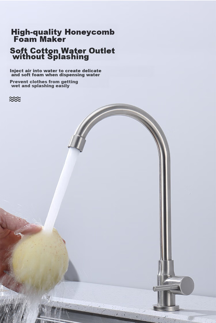 Larsd Single Cold Kitchen Faucet, Stainless Steel Sink Faucet for Vegetable Washing Basin, Laundry Tub, And Dishwashing Sink DL-18 7