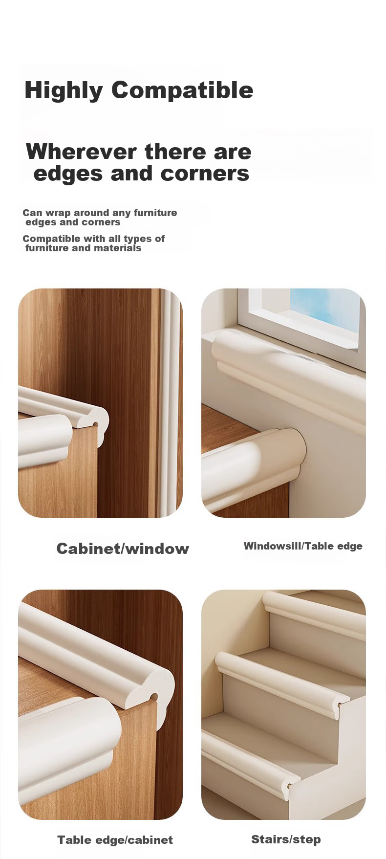 SWEET WAVES Baby Table Corner Guards, Anti-Collision Edge Protectors, Anti-Bump Bumper Strips, Edge Protection Stickers, Thickened Off-White 3