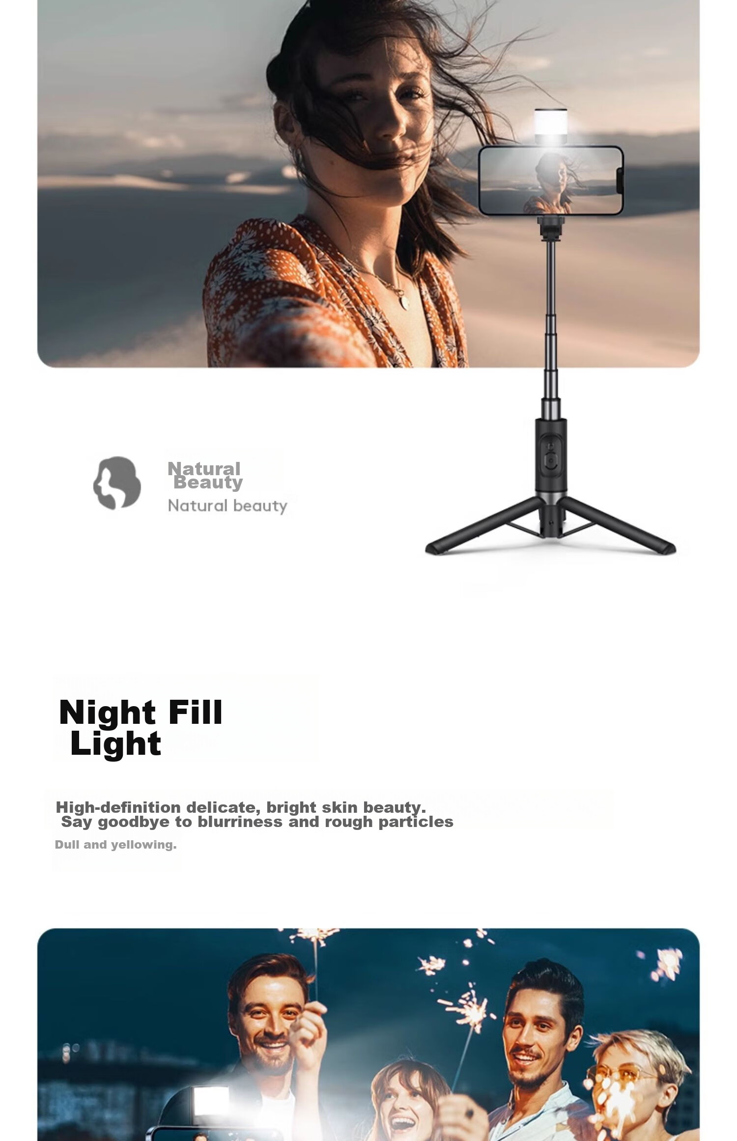 LINGCHEN Selfie Stick Tripod, Handheld Selfie Device, 360-Degree Rotation, Fully Automatic, Multifunctional, Anti-Shake, Phone Floor Stand, Outdoor Photography, Portable LC-Q12S Photography Handle 11