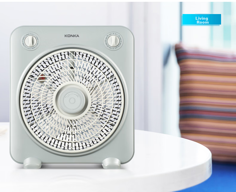 KONKA Household Fan, Dormitory Electric Fan, Oscillating Fan, Extended Power Cord, Table Fan, Desktop AC Fixed-Frequency Small Fan KF-25HY37 Extension Cord 13