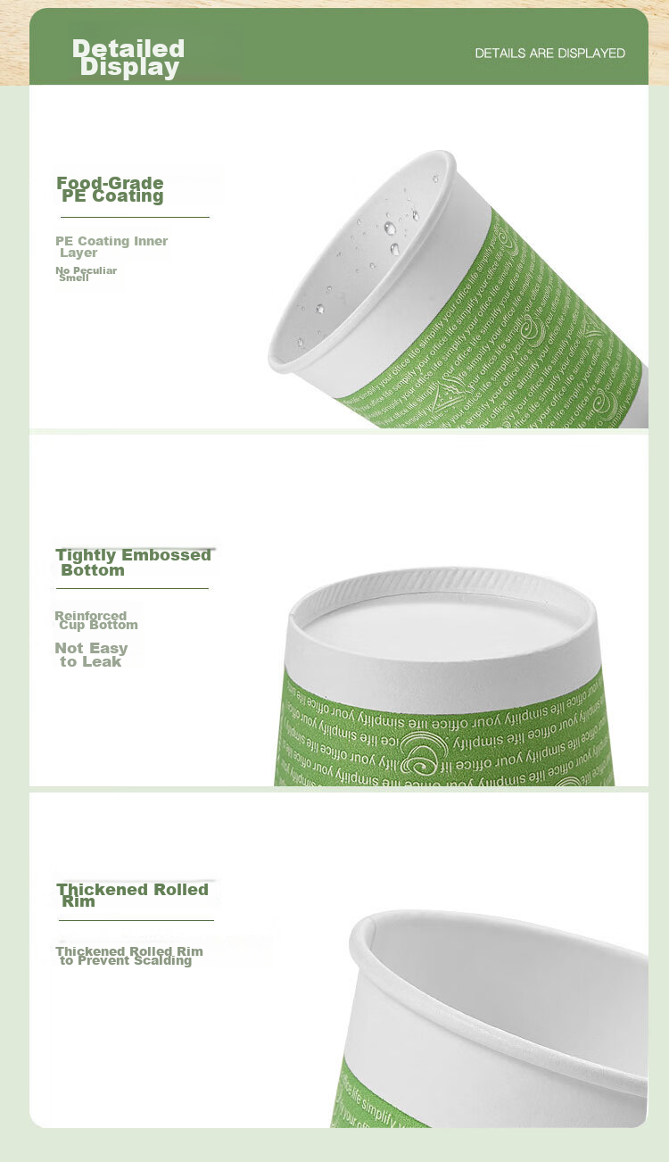 COMIX , 50 Thickened 250ml Disposable Paper Cups, 9 Oz, for Office And Home Use, Business Reception, Heat-Resistant Water Cups, L301 6
