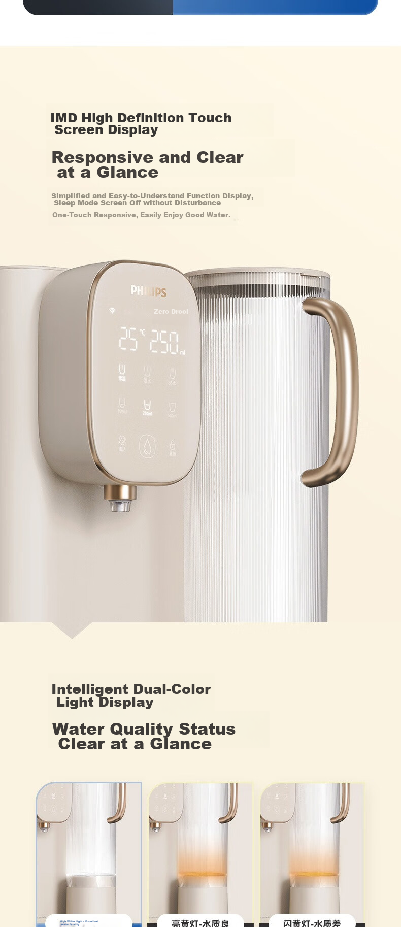 PHILIPS Water Purifier, Desktop No-Installation Instant Hot Drinking Water Machine, Integrated Heating And Drinking Water Purifier, RO Reverse Osmosis Strontium-Rich Mineral Water ADD8638/93 14