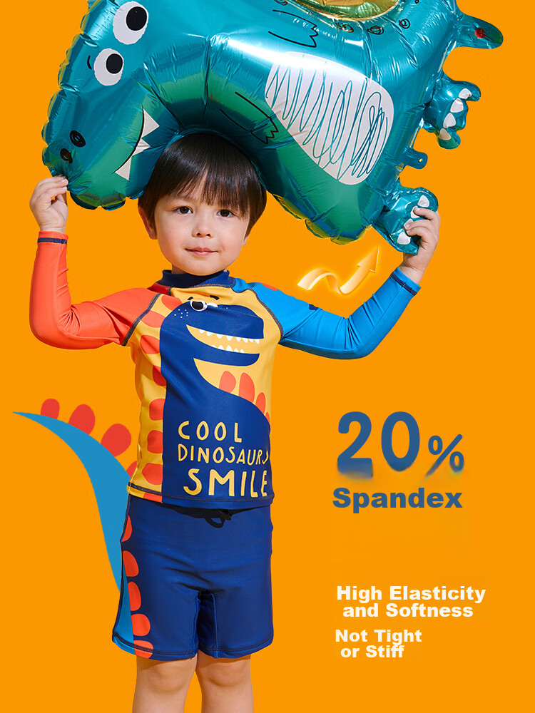 Sulang UPF50+ Sun Protection | 20% Spandex High-Elastic Long-Sleeve And Pants Children's Boys Swimwear Dinosaur Walking Pants 110 4