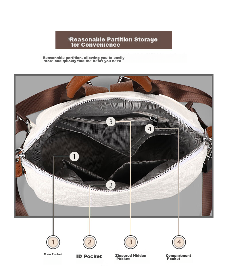 Aiqinghai Top-Grain Leather Backpack for Women, Luxury Brand School Bag, Crossbody Bag, Stylish Casual Versatile Birthday Gift 8