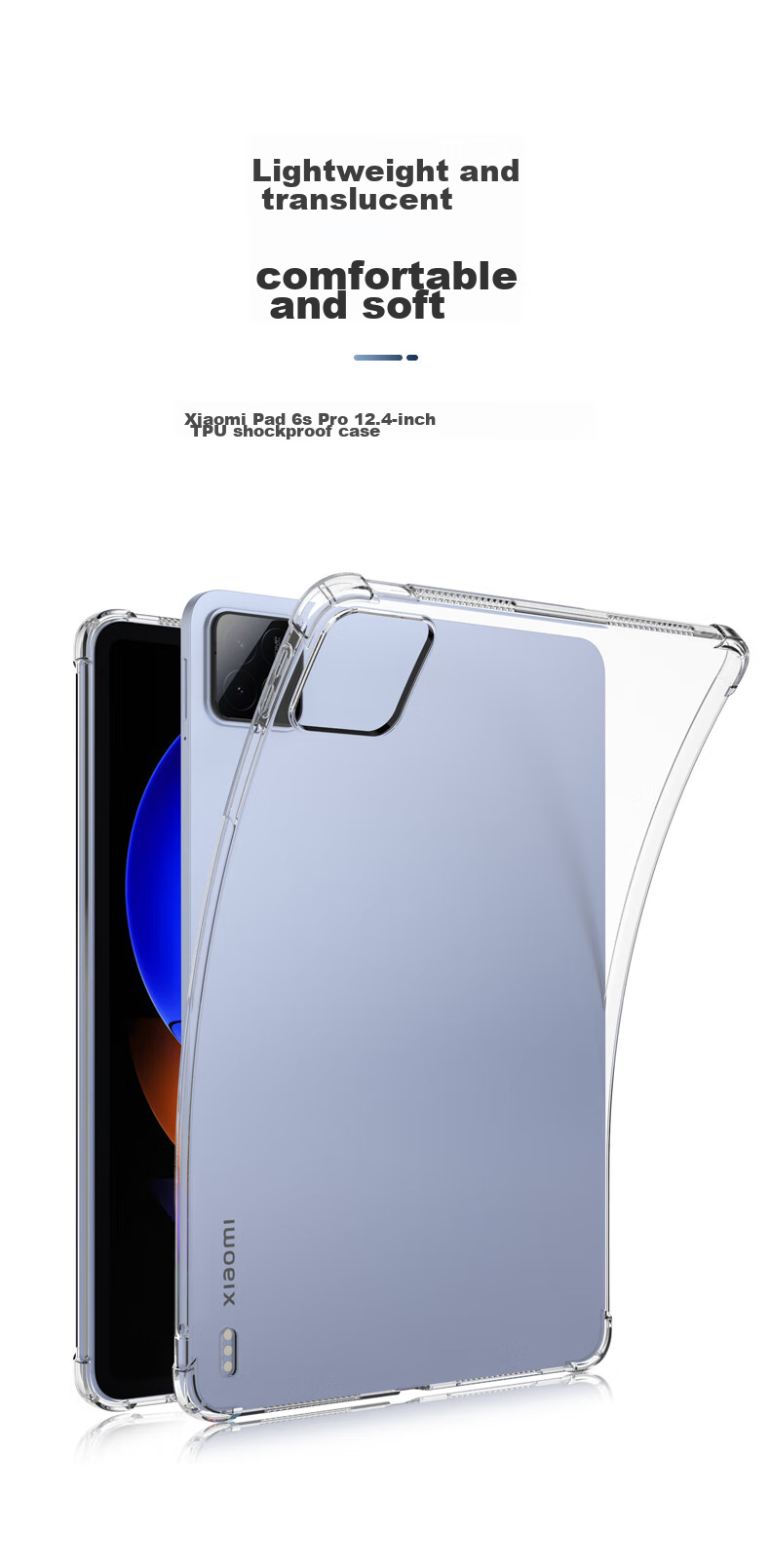 BIAZE Compatible with 2024 Xiaomi Pad 6s Pro 12.4-Inch Protective Case, Xiaomi Tablet Protective Cover, TPU Transparent Shockproof Outer Back Shell for Xiaomi Device PB501 1